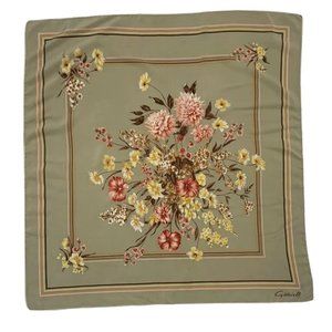 GABRIELLI Cream Floral Silk Scarf 33”/ 31” EC